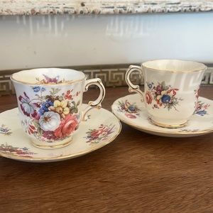 Hammersley bone china set of two Demitasse tea cup Cup and Saucer